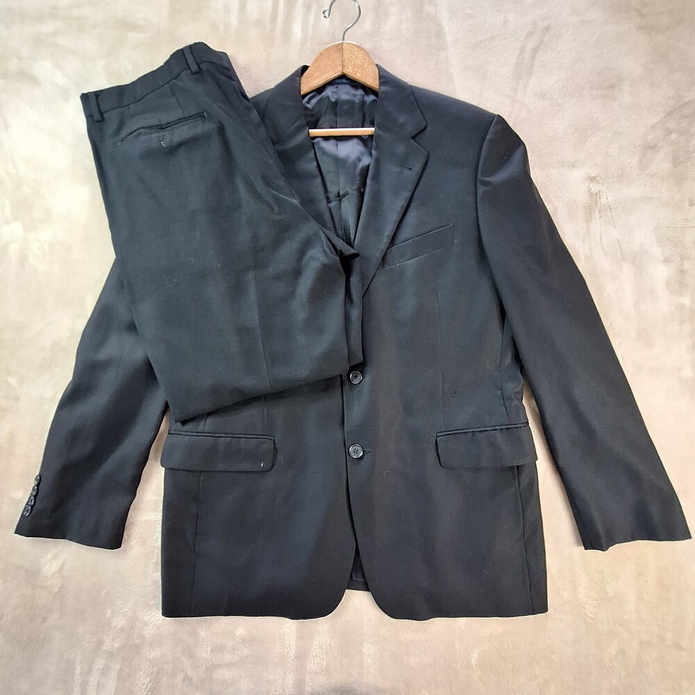 Joseph Abboud Suit Mens 42 Jacket 36 Pants Black Wool Made USA Luxury Formal